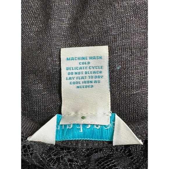 Sundance Top Women Medium Black Natural Charms Tee Linen Witchy Whimsigoth Fairy - Picture 7 of 7